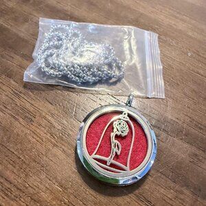 Rose Locket Pendant w/chain (FREE SHIP) Aromatherapy Necklace Beauty Beast